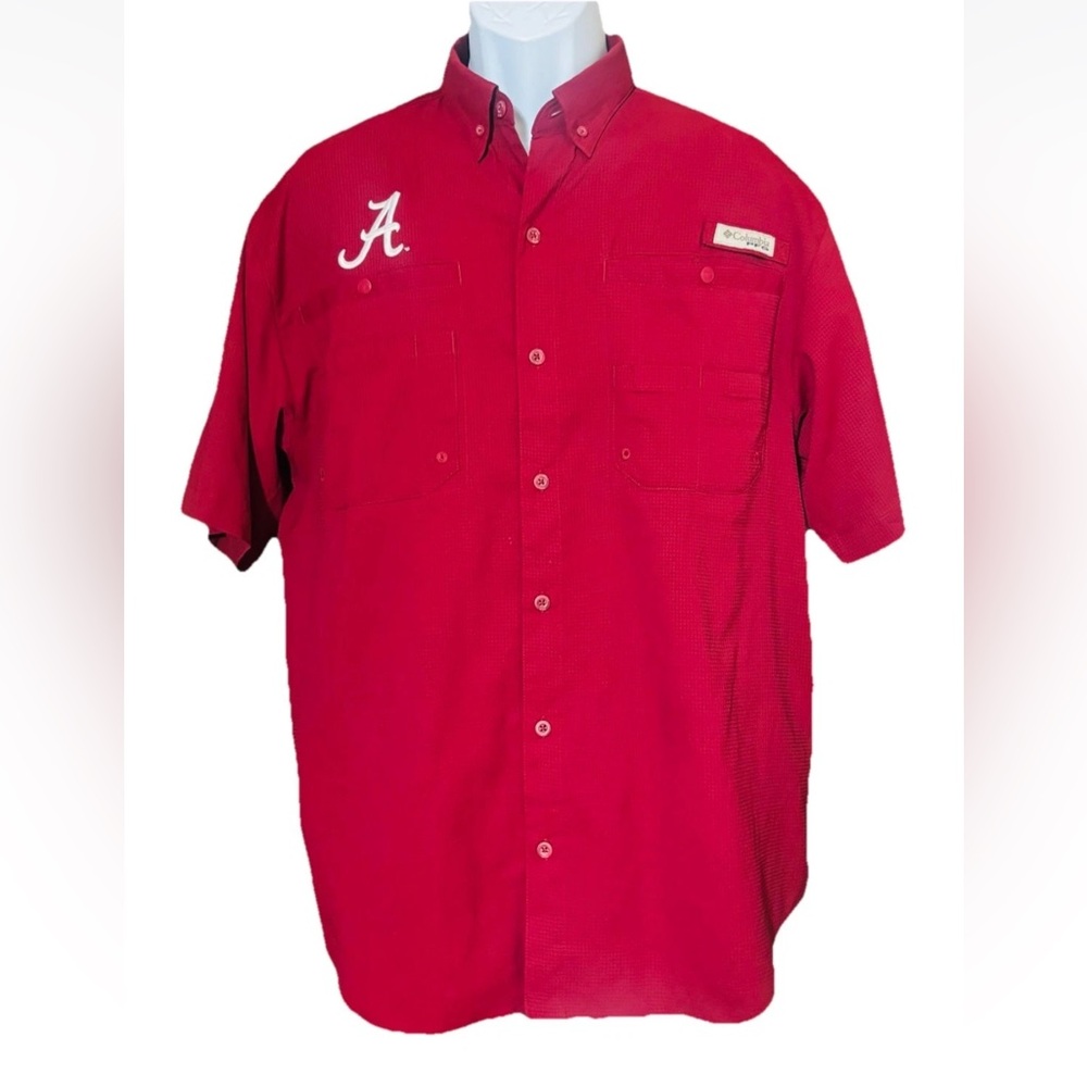 Columbia Men's Alabama Crimson Tide Short Sleeve Button-Down Shirt - Red